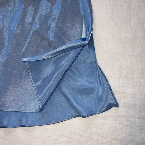 Victorias Secret Satin Y2K Cinderella Blue Open Back Slip Dress Intimates L - Picture 3 of 7